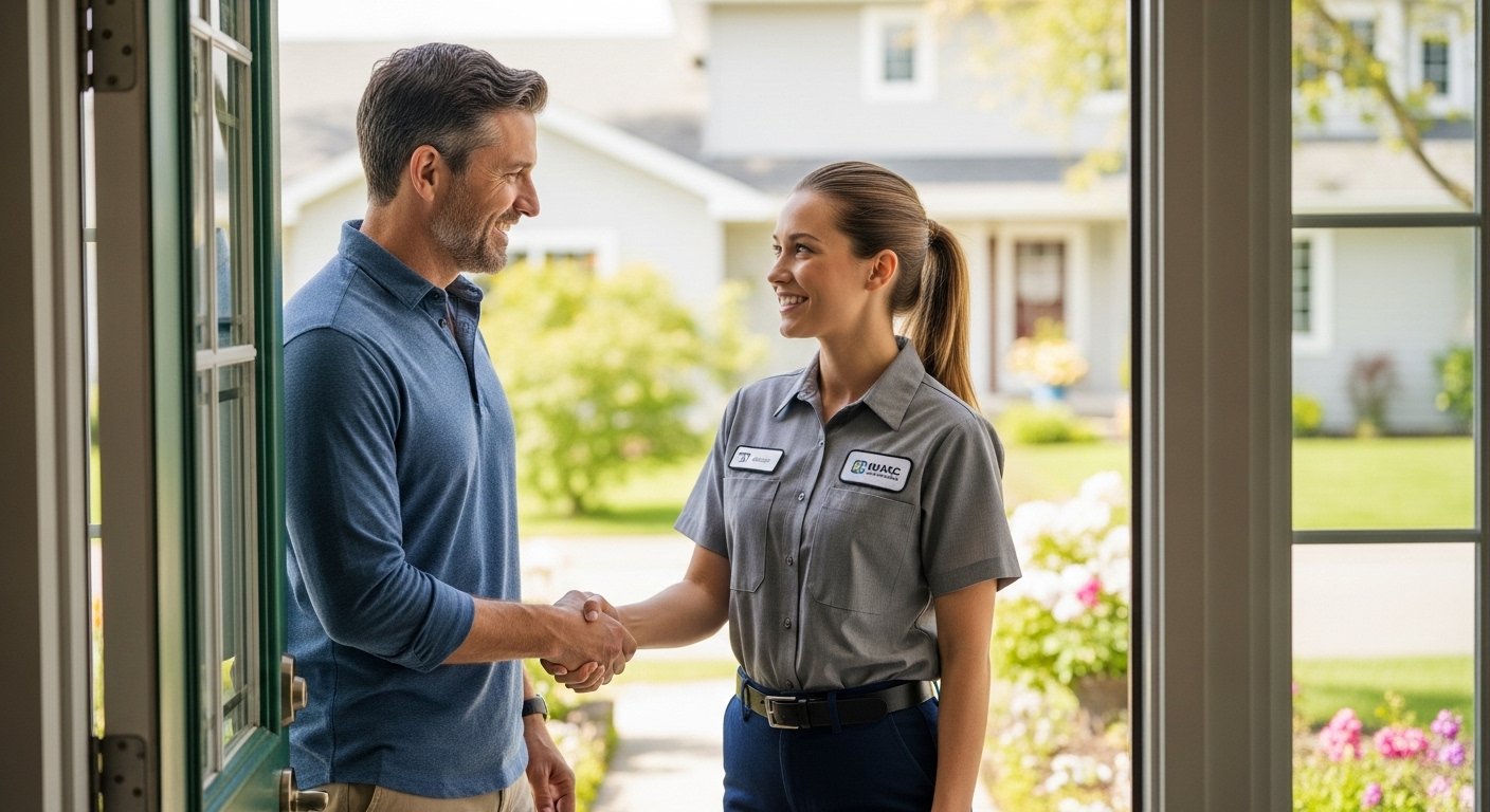 HVAC technician servicing a unit